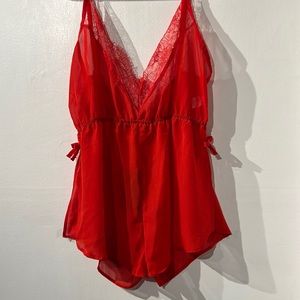 PRETTYLITTLETHINGS Keke red chiffon teddy